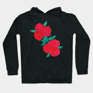 Hand Painted Red Roses Hoodie